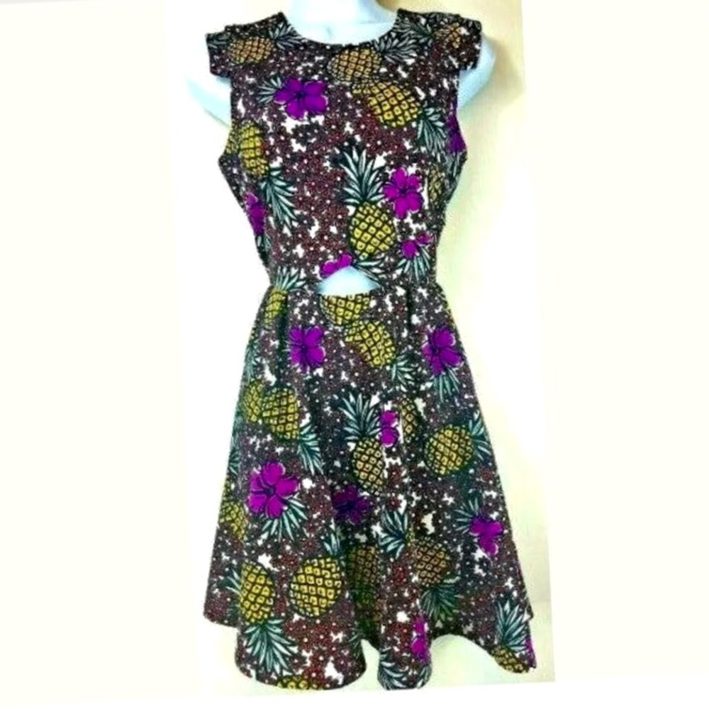 Pineapple and floral cutout dress.